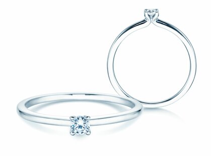 Solitärring Classic 4 in Silber 925/- mit Diamant 0,07ct G/SI